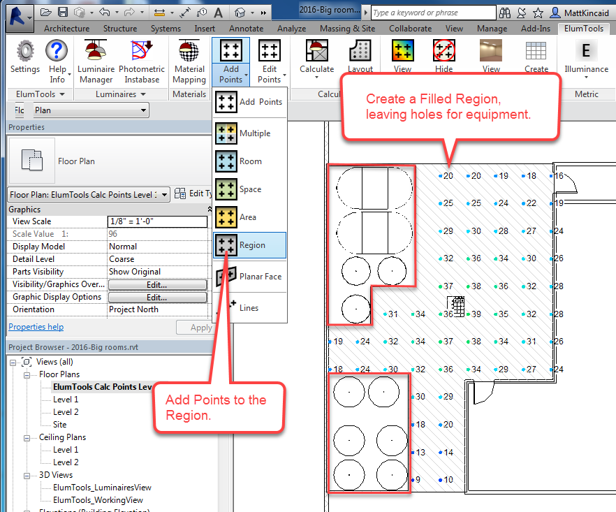 ElumTools masking calculation points Lighting Analysts